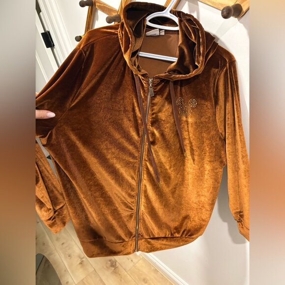 DISNEY VELOUR RHINESTONE MICKEY MOUSE ZIP UP HOODIE - Picture 3 of 7